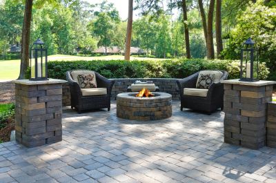 Residential backyard paver patio